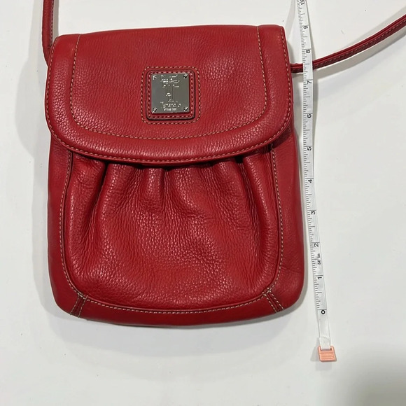 Tignanello - crossbody, red pebbled leather, 24” strap - Picture 11 of 13